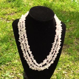 Three beautiful strand rose quartz beaded necklace